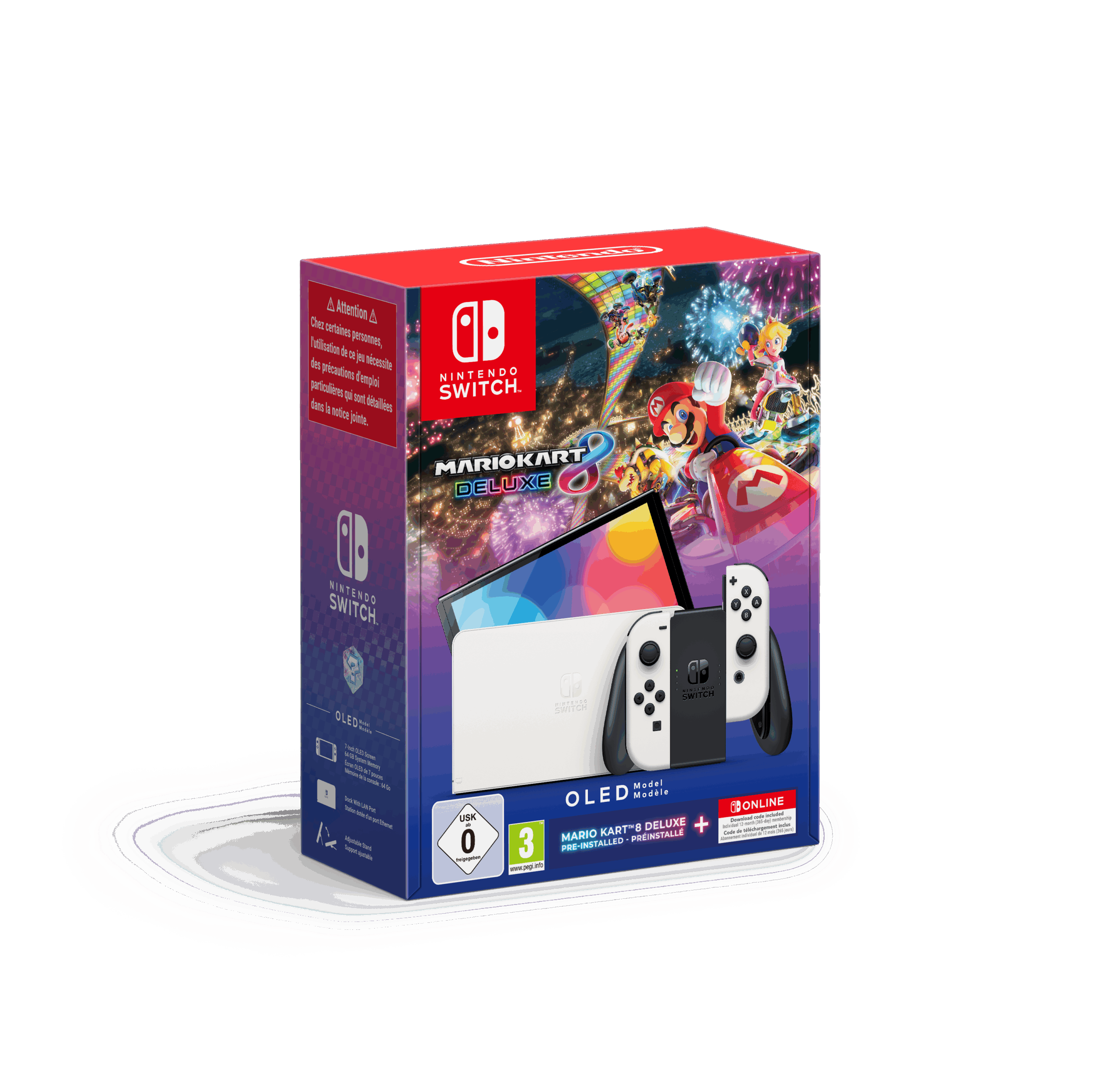 Produkt - Nintendo Switch OLED - Mario Kart 8 Deluxe Bundle schwarz/weiß