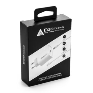 EGO-TRONIC Wall Charger 20W USB-C Set mit USB-C auf Lightning Kabel