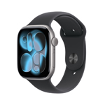 Apple Watch Series 11 GPS, 46 mm Aluminiumgehäuse Space Grau, Sportarmband Schwarz - M/L